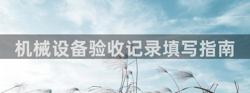 金年会APP官网下载：机械设备验收记录填写指南