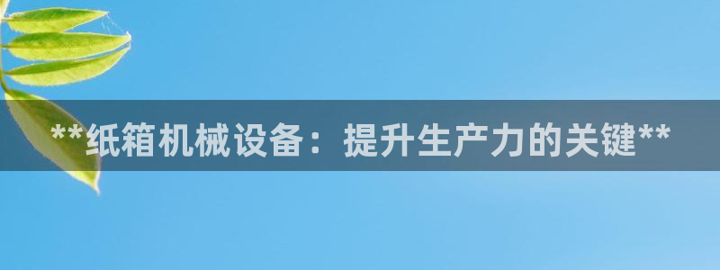 金年会官方登录入口手机版app：**纸箱机械设备：提升生产力的关键**